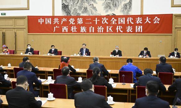 习近平参与党的二十大广西代表团会商